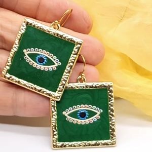 Unique Boho Gypsy Jewelry Tribal Moroccan Evil Eye Gold Earrings
